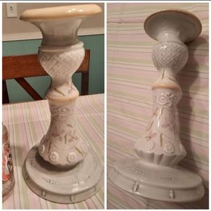 ONE Tracy Porter porcelain candlestick taper pale grey